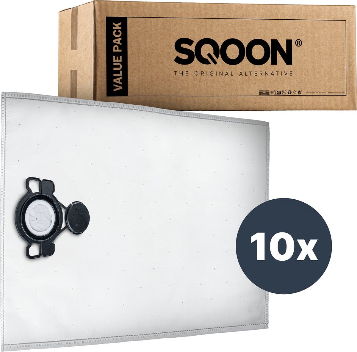 SQOON® Stofzuigerzakken PRO Geschikt voor Nilfisk Attix 33 / 44, VHS 40 / 42 & Makita VC4210 - 10 Stuks — afbeelding 1
