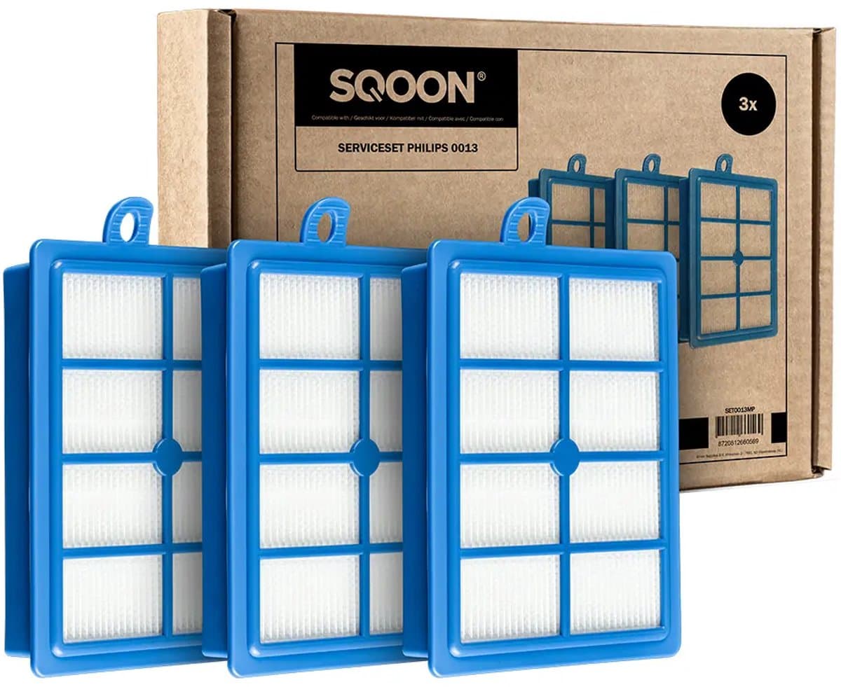 SQOON® Filterset geschikt voor o.a. Philips, AEG en Electrolux - 3 STUKS - Gelijk aan model: FC8031 - Voor optimale stofopvang en schone lucht — afbeelding 1