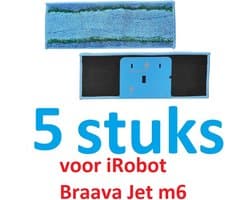 5 x Wasbare dweildoeken voor dweilrobot - maat: 28 cm x 10.4 cm - accessoires compatibel met Braava Jet M6 - iRobot - vervanging van hoge kwaliteit - microvezel - dweilpads - dweilrobot - Passen niet op de elektrische dweilen.