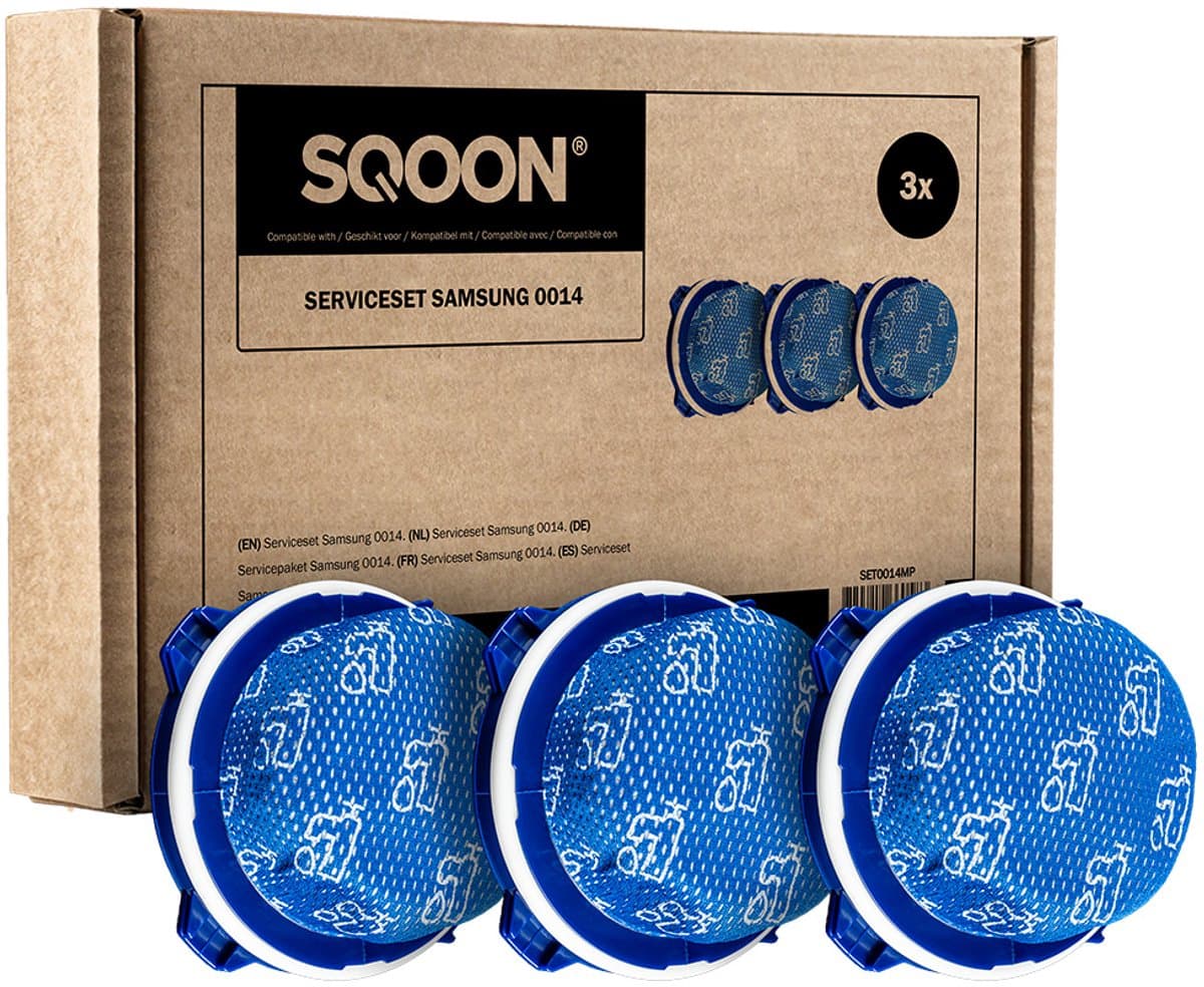 SQOON® Filterset geschikt voor Samsung Jet stofzuigers - Gelijk aan model: DJ97-02649B - Vervangt motor- en uitblaasfilter voor optimale stofopname - 3 STUKS — afbeelding 1