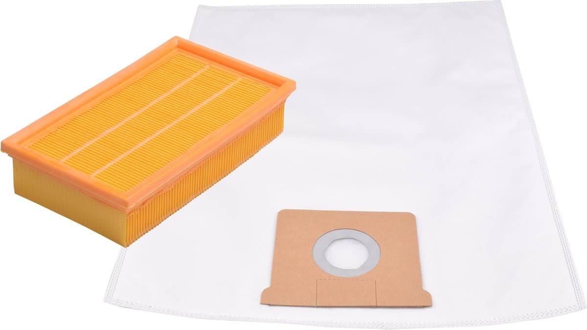 Geschikt voor KARCHER. 5 stuks. Stofzuigerzakken en Vlakfilter voor NT35/1, Synthetisch 5-lagig. COVAKO Merk — afbeelding 1