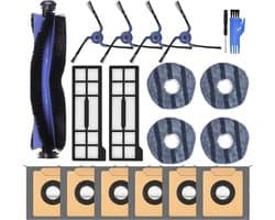19-delige vervangingsset voor Eufy X10 Pro Omni robotstofzuiger, hoofdborstel, 4 dweilpads, 4 zijborstels, 2 HEPA-filters, 6 stofzakken, reinigingstool