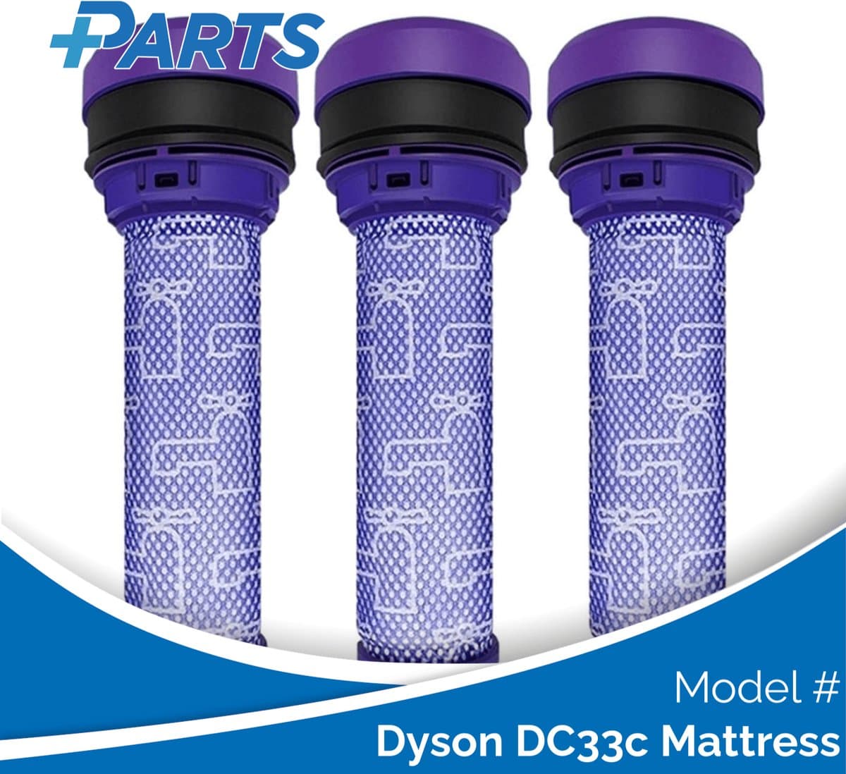 Dyson DC33c Mattress Filters (3 Stuks, Plus.Parts® alternatief voor 923413-01) — afbeelding 1