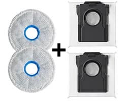 2 x mop - dweildoek + 2 x stofzuigerzak zak voor Dreame X60 ultra max