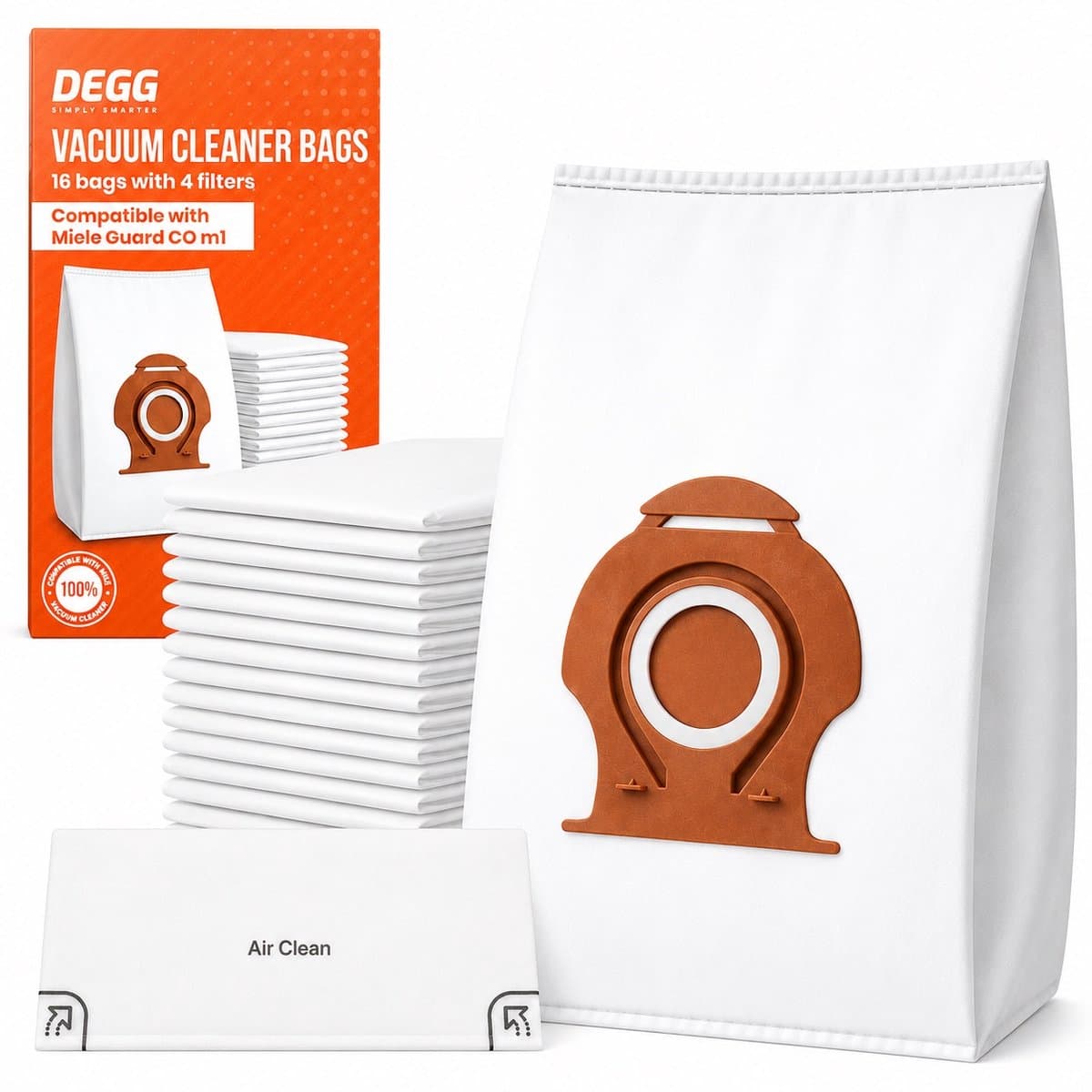 DEGG® - Stofzuigerzakken Geschikt voor Miele Guard M1 CO HyClean Pure – 16 Stuks + 4 Filters — afbeelding 1