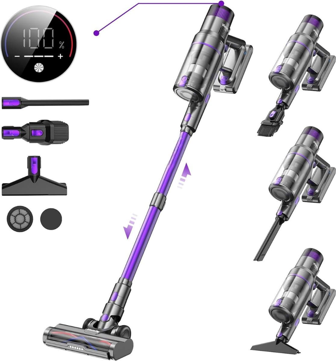 Kruimeldief Best Verkocht - Kruimeldief Snoerloos - Handstofzuiger Draadloos - Handstofzuiger 4 In 1 - Steelstofzuiger - Steelstofzuiger Draadloos - Steelstofzuiger Zonder Zak Op Accu - Met Touchscreen - Multifunctioneel — afbeelding 1