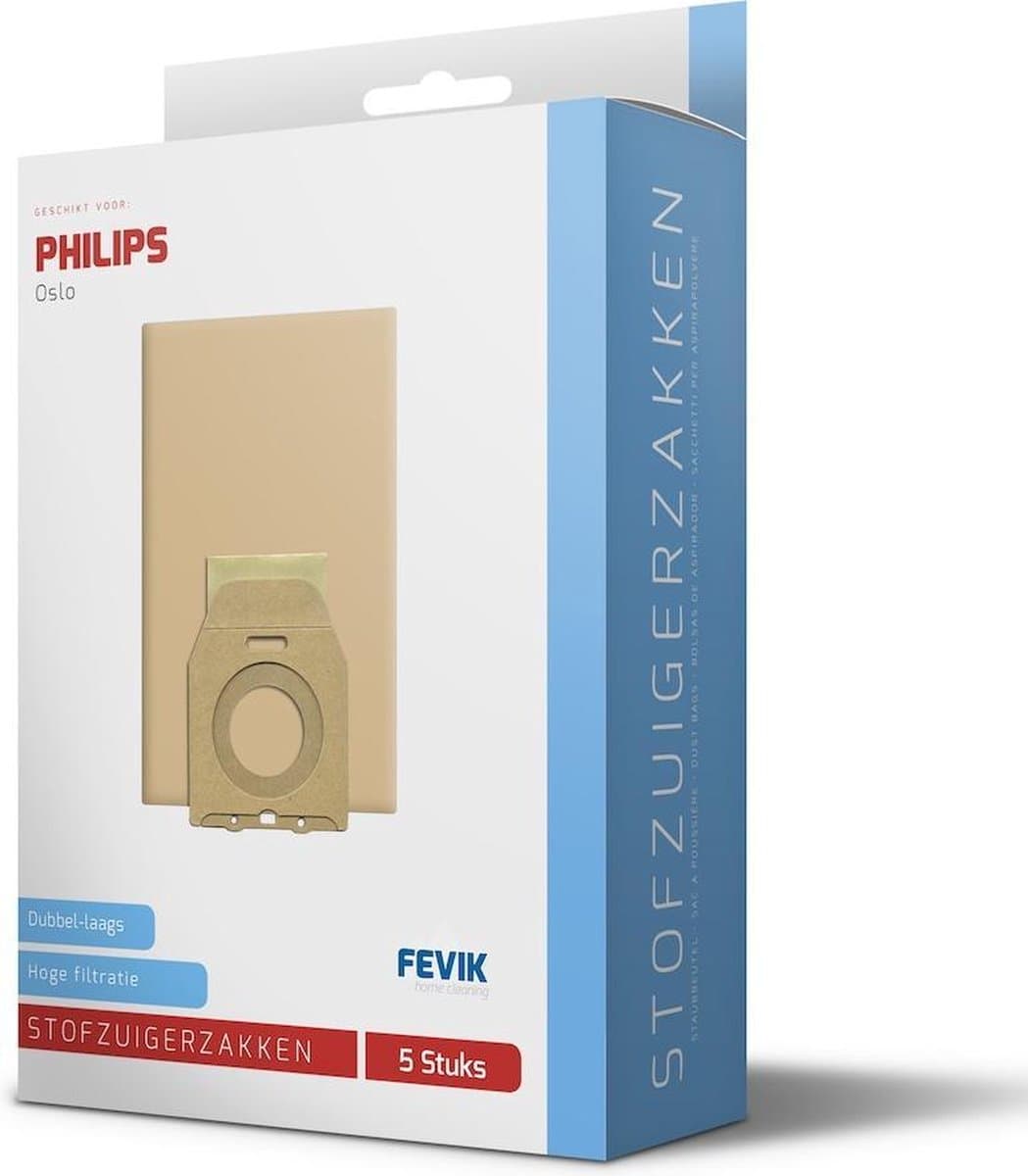 Fevik Stofzuigerzakken geschikt voor Philips Oslo 5 stuks - papier — afbeelding 1