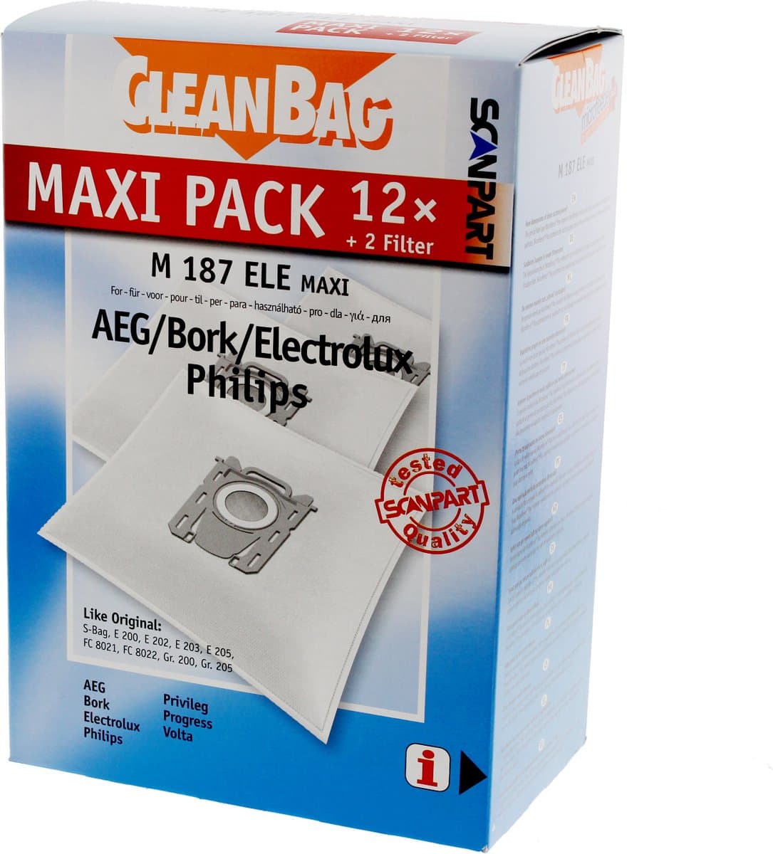 CleanBag stofzuigerzakken 12 stuks - Geschikt voor AEG Electrolux Philips S-bag - Inclusief 2 filters - Alternatief - Maxipack - Voordeelpak — afbeelding 1