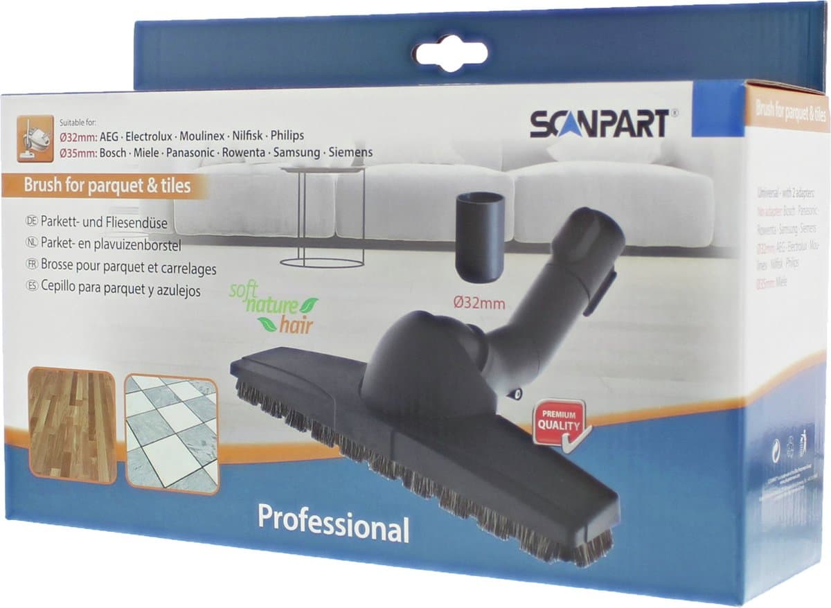 Scanpart Professional parketzuigmond als SBB300 voor Miele met vergrendeling en parkeerhaak — afbeelding 1