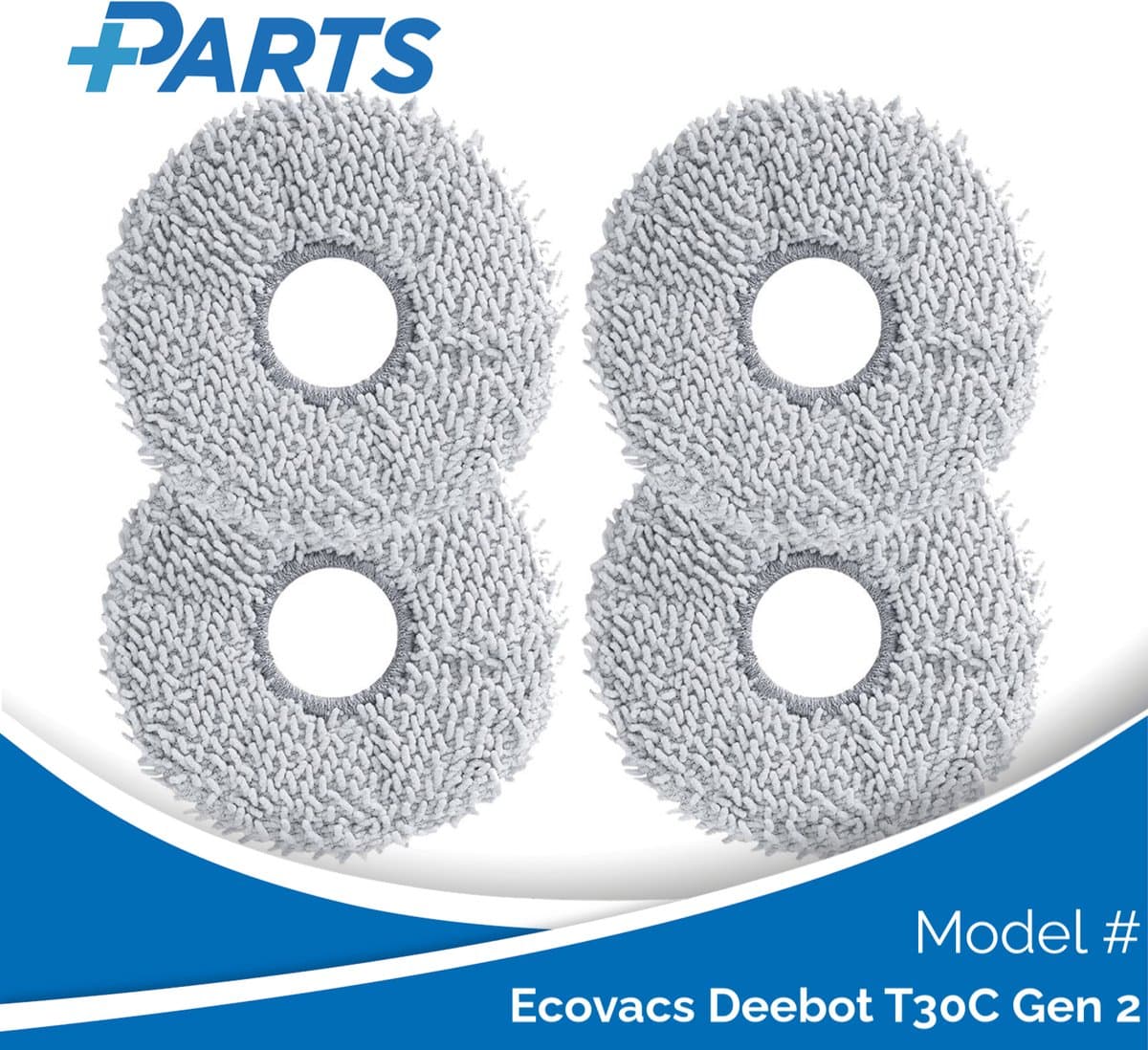 Ecovacs Deebot T30C Gen 2 Dweilpads (4 Stuks, Plus.Parts® alternatief voor 201-2425-10B0) — afbeelding 1