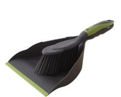 Kleine Bezem Stofpan - Reinigingsset Desktop - Bureau Schoonmaken - Gekartelde Rand - 11 cm Hoog - Wit