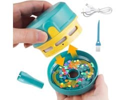 Tafelstofzuiger - Mini stofzuiger - Bureau reinigen - Draadloos en USB - 9 x 9 x 6.5 cm - Groen