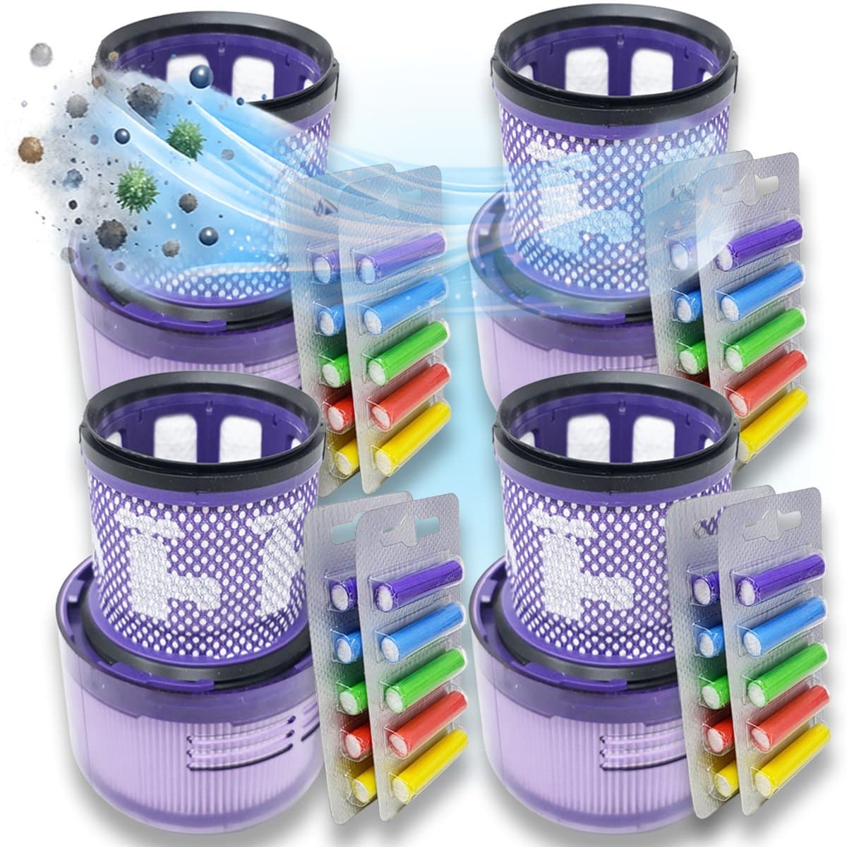 4 Stuks Premium wasbare filters geschikt voor Dyson v11 v15 - SV14 SV15 SV17 SV22 SV28 SV47 +40x geurstaafjes vervangt: #970013-02 #97001302 — afbeelding 1