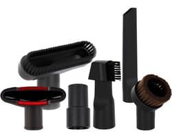 6-delig stofzuiger hulpstukken set - Met koppelstuk - geschikt voor Miele - Philips - AEG - Karcher - Bosch - Numatic - Nilfisk - meubelborstel - spleetzuigmond - stofzuigermond - stofzuigermondstuk - stofzuigervoet - borstel - universeel zuigmond