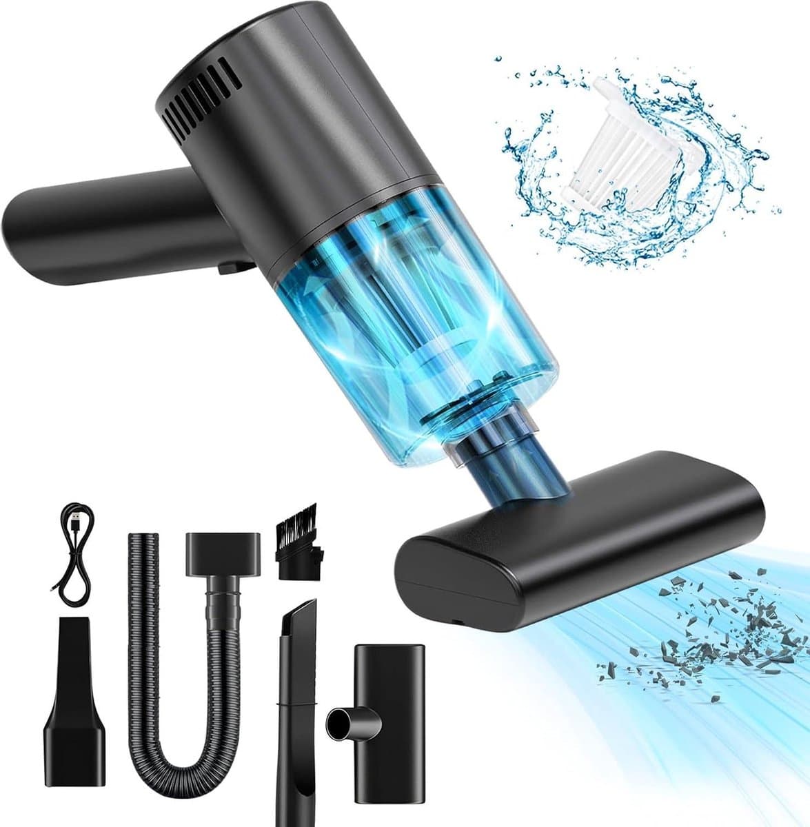 Handstofzuiger voor de auto - Oplaadbaar - 4000 mAh - HEPA-filter - Draagbaar - Autostofzuiger - Huis - Auto - Kantoor — afbeelding 1