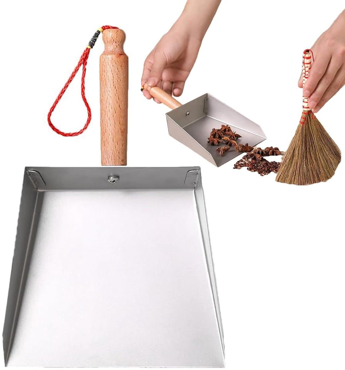 Stofschuiver - Handveger - Snel Opruimen - Roestvrijstalen Rand - 115 cm - Houtkleurig — afbeelding 1
