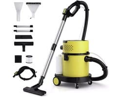 Stofzuiger Nat en Droog - Alleszuiger - Bouwstofzuiger - 3in1 Stofzuiger - 1200W - 20L - Blaasfunctie, Spray & Extractie - Geel/Zwart