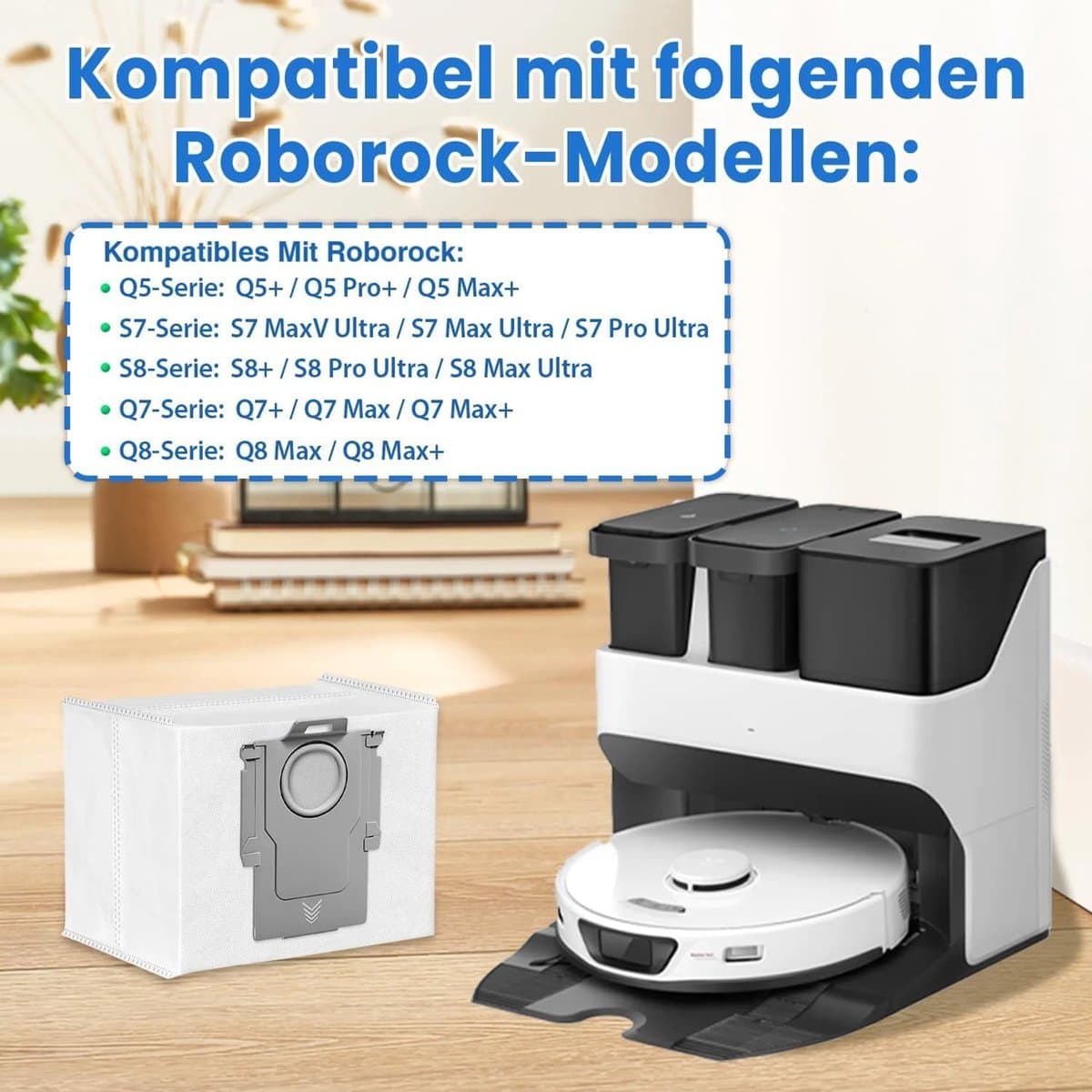 10 stofzuigerzakken met grote capaciteit van 3 liter Geschikt voor Roborock Q7 L5+/Q10 S5+/Q10 X5+/Q5 Pro+/Q5+/Q5 Max+/S8 Pro Ultra/S7 MaxV Ultra/S7 Pro Ultra/Q8 Max+/S8+/Q7+/Q7 Max+ — afbeelding 1