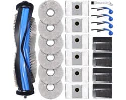 22 stuks Reserveonderdeel accessoires - geschikt voor ECOVACS DEEBOT T30C Omni - T30C - T50S - N50 stofzuiger robot, 1 hoofdborstel, 6 schoonmaakdoeken, 6 stofzakken, 4 filters, 4 zijborstels