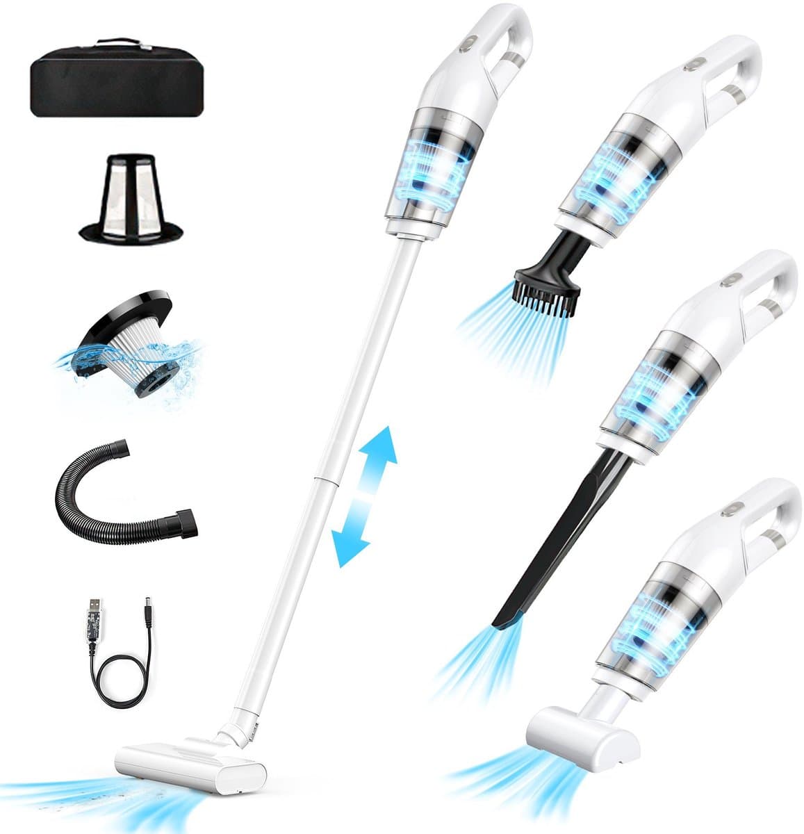 STILVORA Steelstofzuiger Steelstofzuiger - 4-in-1 Oplaadbare Stofzuiger Met 10000Pa Zuigkracht En Extra Groot 350 ml Reservoir - Multifunctioneel Voor Meerdere Scènes - ABS - Zwart — afbeelding 1