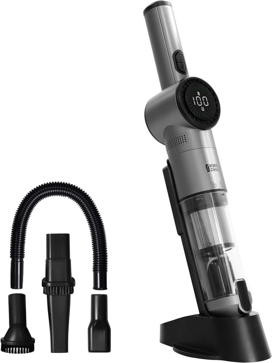 Handstofzuiger - Draagbare stofzuiger - Auto en huis reinigen - Intelligent display - 17000 PA - Metallic Grijs — afbeelding 1