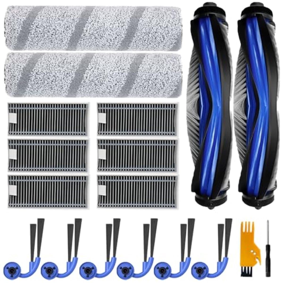 PromoHome 18-delige accessoireset voor Ecovacs Deebot X11 Omnicyclone, X11 PRO OMNI en X9 PRO OMNI stofzuiger - hoofdborstels, dweilrollen, HEPA-filters en zijborstels — afbeelding 1
