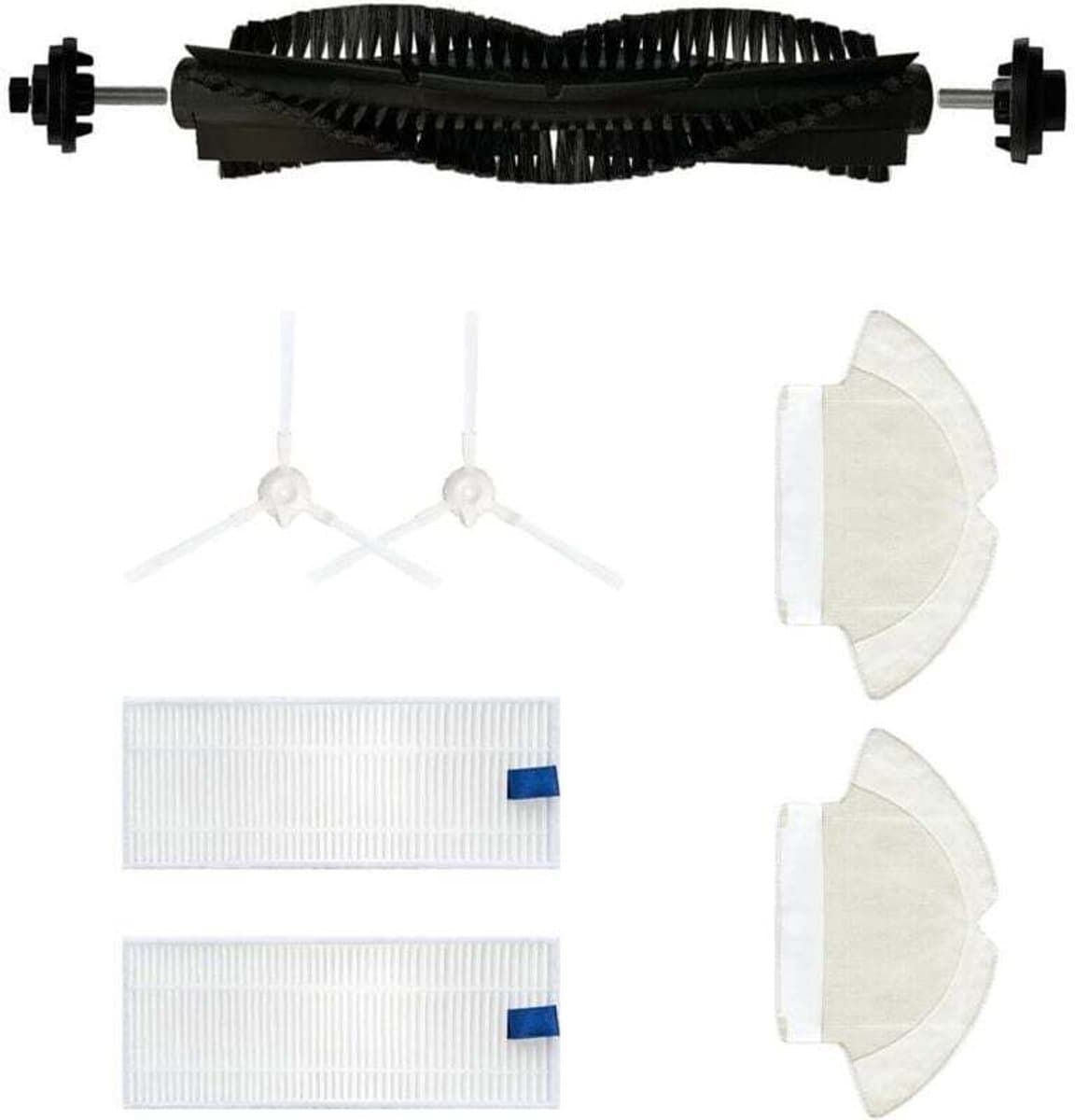 Set van 7 accessoires Geschikt voor de Tefal Rowenta X-plorer Serie 75 RG7687 robotstofzuiger: hoofdborstel/2 zijborstels/2 doeken/2 filters — afbeelding 1