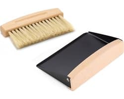 Mini Stofpan en Borstel - Tafelveger Combo - Kruimels Opruimen - Magnetische Bevestiging - 15.5 x 10 cm - Zwart