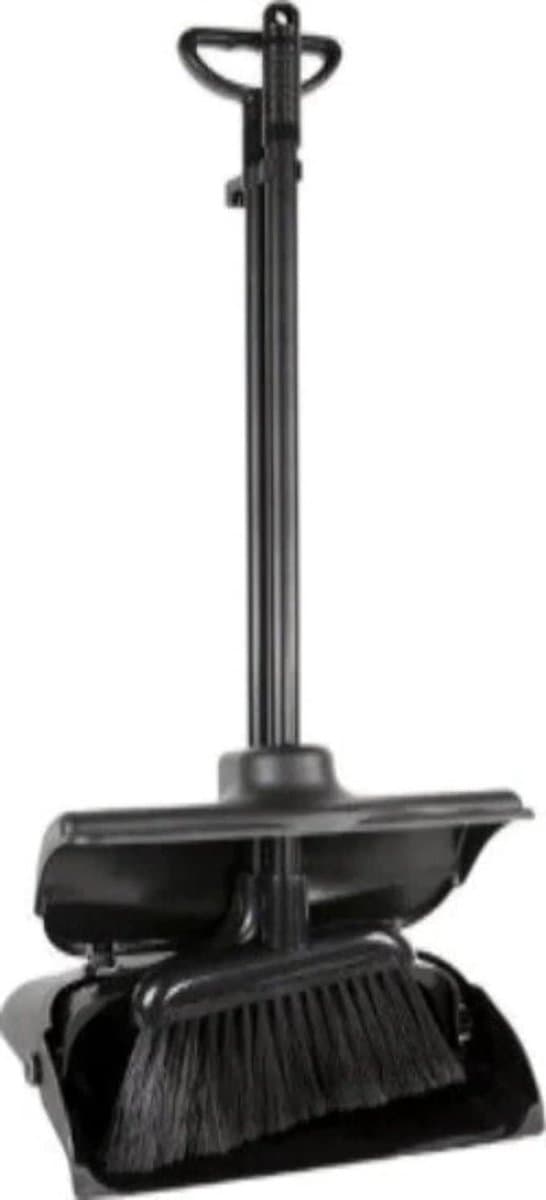 Stoffer en Blik - Veegset Lange Steel - Efficiënt Schoonmaken - Robuuste Constructie - 108 cm - Zwart — afbeelding 1