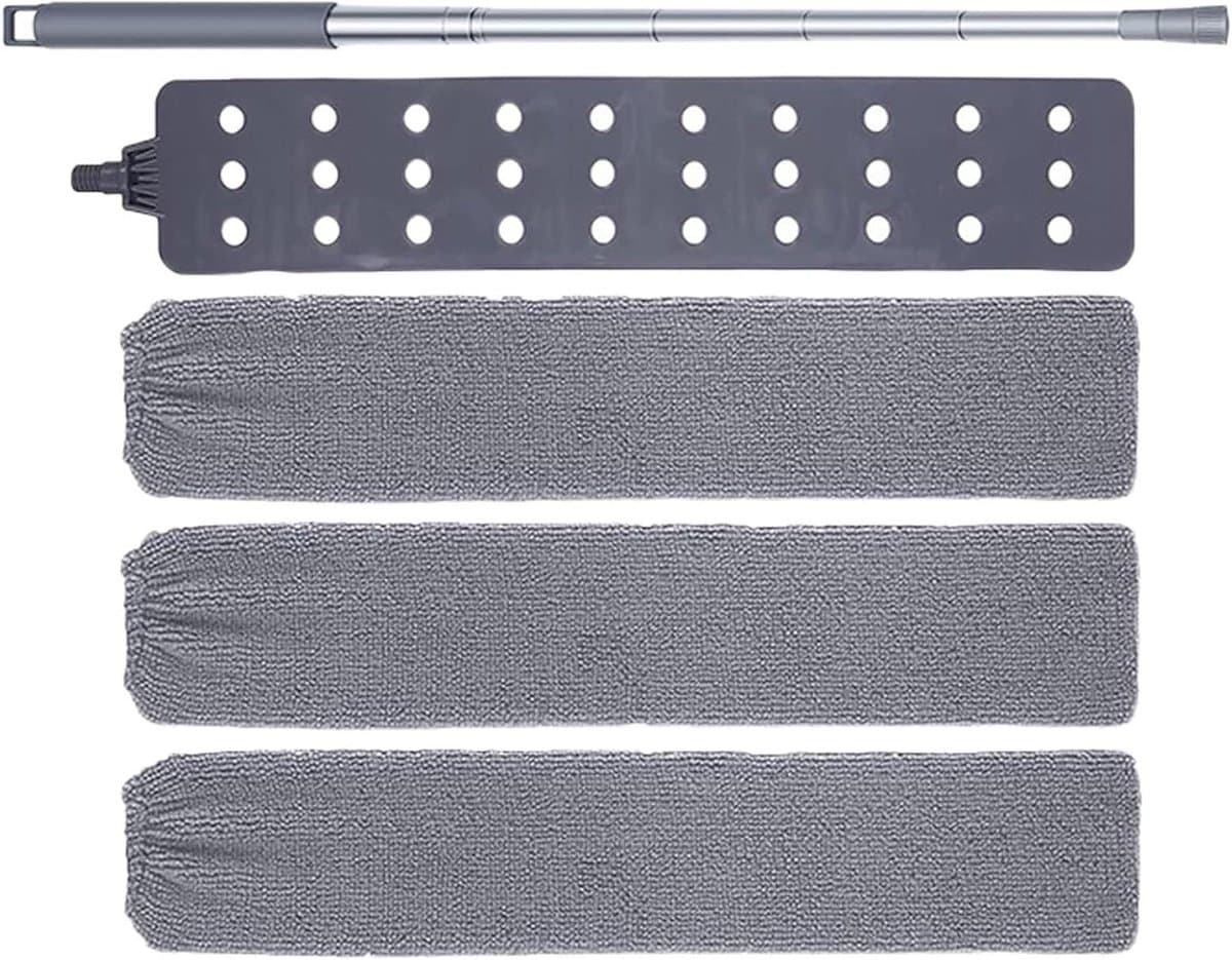 Intrekbare Stofreiniger - Vlakmop Microvezel - Huis Reinigen - 360 Graden Draaibare Kop - 42 Cm - Grijs — afbeelding 1