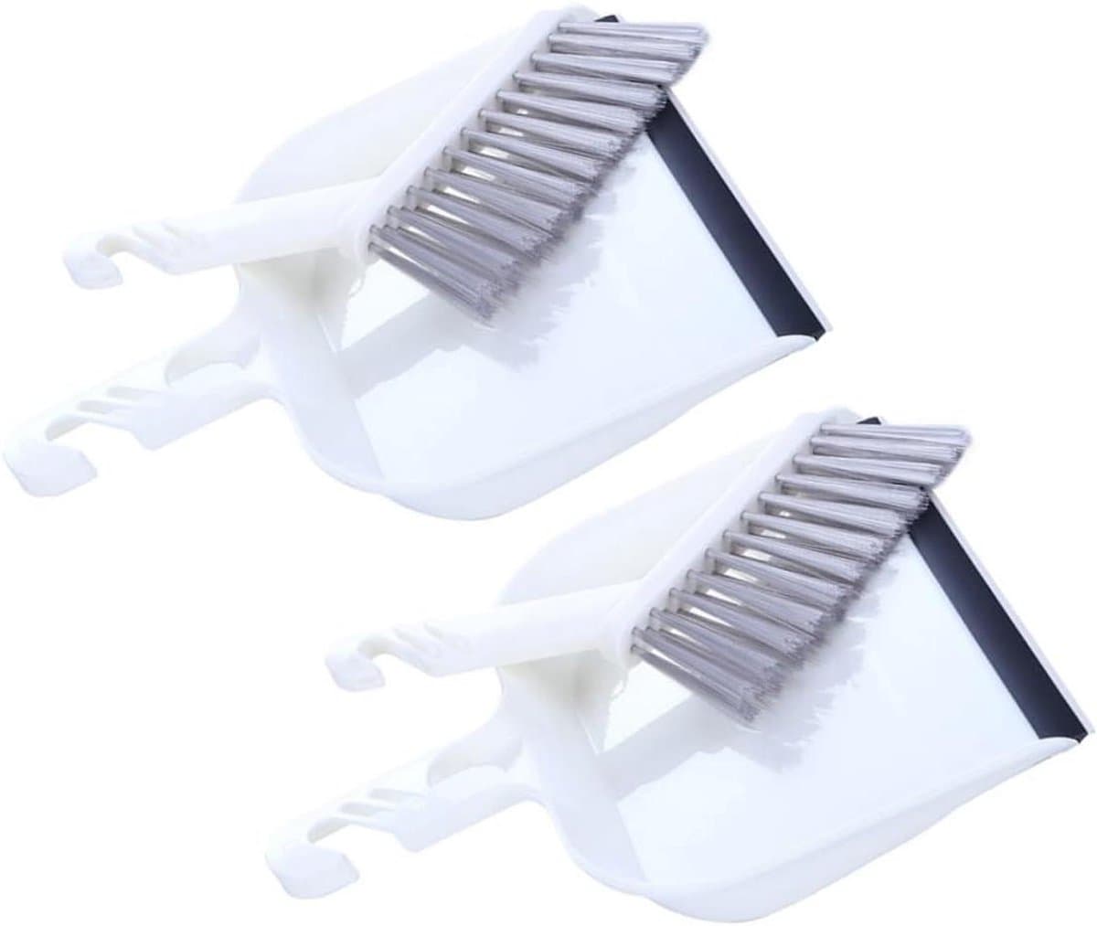 Mini Bezem Stoffer Set - Kleine Schoonmaakset - Bureau Schoonmaken - Diep Concaaf Stofblik - 28 x 21 cm - Wit — afbeelding 1
