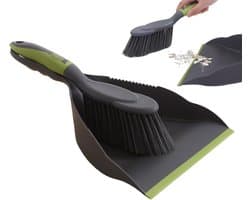 Handborstel en stoffer - Mini reinigingsset - Snel opruimen - Gekartelde rand - 298 g - Grijs