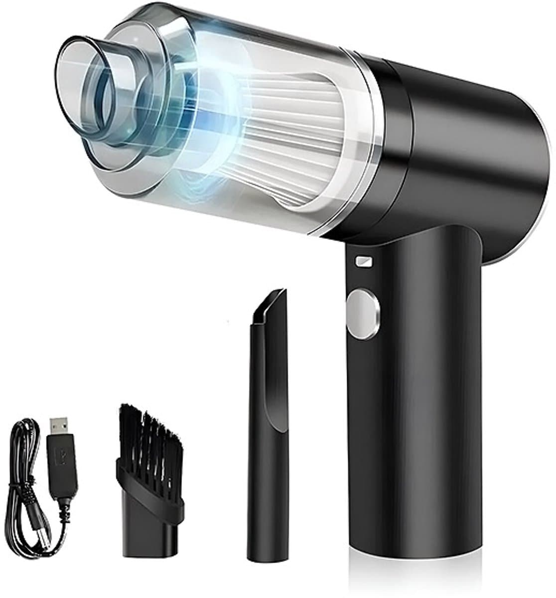 Handstofzuiger Snoerloos – Auto stofzuiger – 2 opzetstukken en HEPA filter – USB Oplaadbaar - Zwart — afbeelding 1