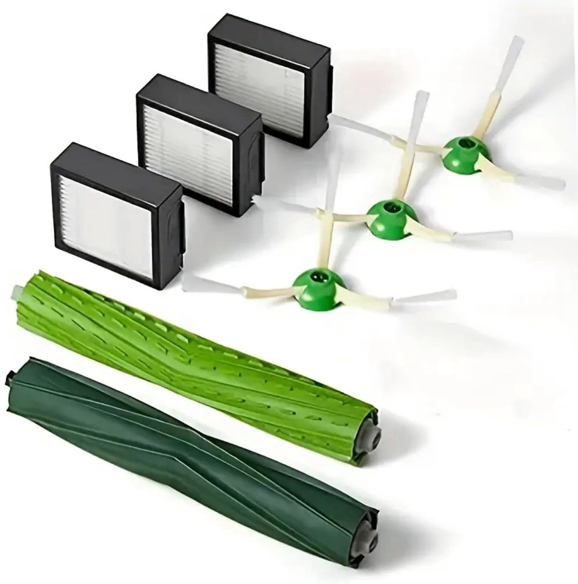 7-delige Accessoireset geschikt voor iRobot E- en J-serie – Compatibel met i7 i8 i6 i5 i4 i3 i1 E5 E6 J5 J6 J7 J8 J9 Plus – 3 Filters – 3 Zijborstels – 2 Rubberen Hoofdborstels – Vervangende Onderdelen Set — afbeelding 1