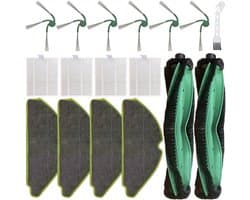 Vervangingsonderdelen, compatibel met iRobot Roomba 115 Combo / 115 Combo+ robotstofzuigers: 2 rolborstels, 4 filters, 4 dweilpads, 6 zijborstels, 1 reinigingsborstel, 17 stuks.