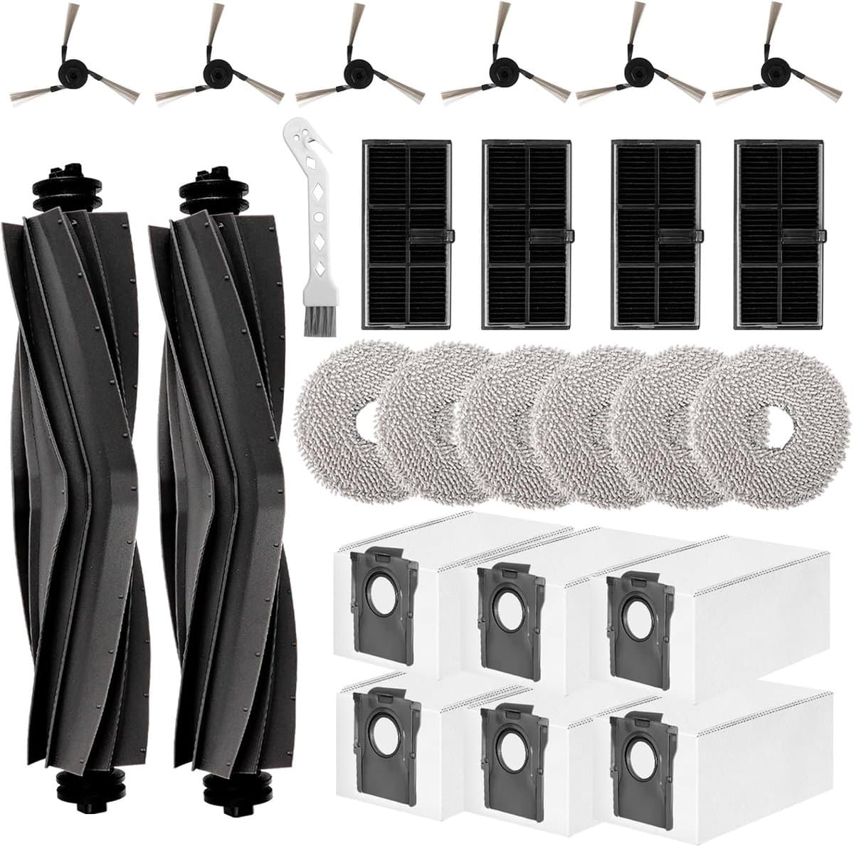 25 stuks accessoires gescht voor Dreame L10s Ultra Gen 2/L10s Pro Ultra Heat / X30 Ultra / Mova E30 Ultra robotstofzuiger, reserveonderdelen, accessoireset, hoofdborstel, stofzak, zijborstels — afbeelding 1