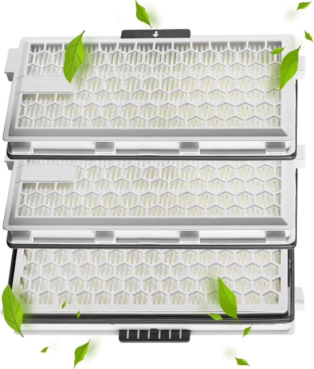 3 HEPA AirClean Plus filters wit, geschikt voor Miele Complete C3 PowerLine, S8340 stofzuiger, AirClean SF-HA 50, compatibel met Complete C2, C3, Compact C1, C2, en modellen S4000, S5000, S6000 en S8000. — afbeelding 1