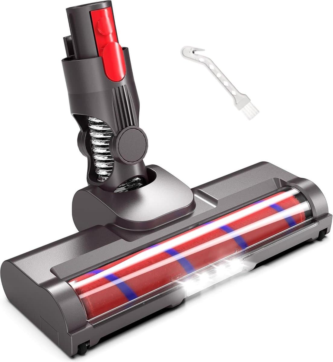 ZENC® Zuigmond met LED Geschikt voor Dyson V15, V11, V10, V8 & V7 Steelstofzuiger - Borstel - Vloerborstel - Stofzuigermond - Opzetstuk - Parketborstel - Mondstuk - Stofzuiger - Stofzuigeraccessoires - Grijs — afbeelding 1