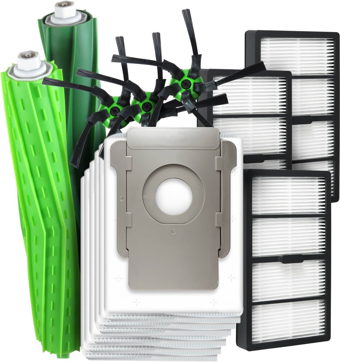 Dparts vervangingsset geschikt voor iRobot Roomba S9 en S9+ series - 6 stofzuigerzakken - 3 HEPA filters - 2 rubberen borstels - 3 zijborstels - clean base zakken — afbeelding 1
