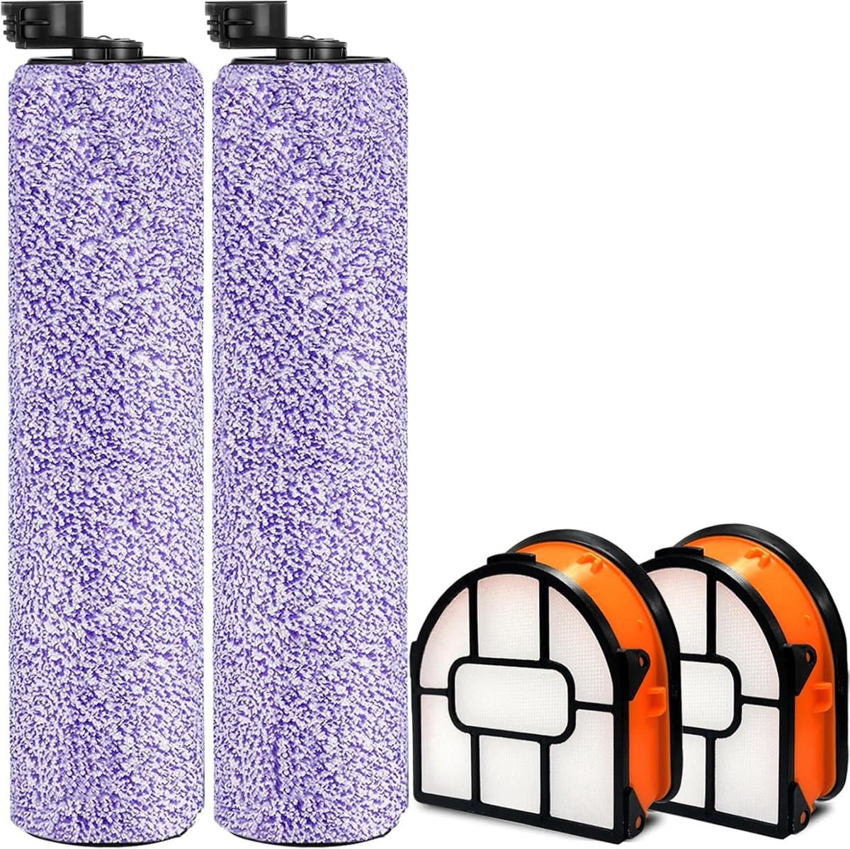Geschikt voor 4-pack WDB1F2 vervangende borstels en filtersset geschikt voor Shark WD101 WD201 WD100 WD200 AW201 WD200C WD201C WD101C HydroVac XL 3-in-1 stofzuiger, vergelijk onderdeel WDB1, WDB2, WDFF1, WDFF1FF2, WDB1F2 — afbeelding 1