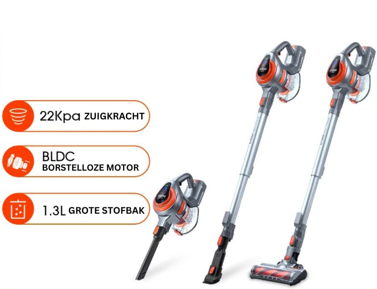 iLife H75 - steelstofzuiger zonder zak op accu - stofzuiger draadloos - snoerloos - 22.000KPa Zuigkracht - 1,3L Stofbak — afbeelding 1