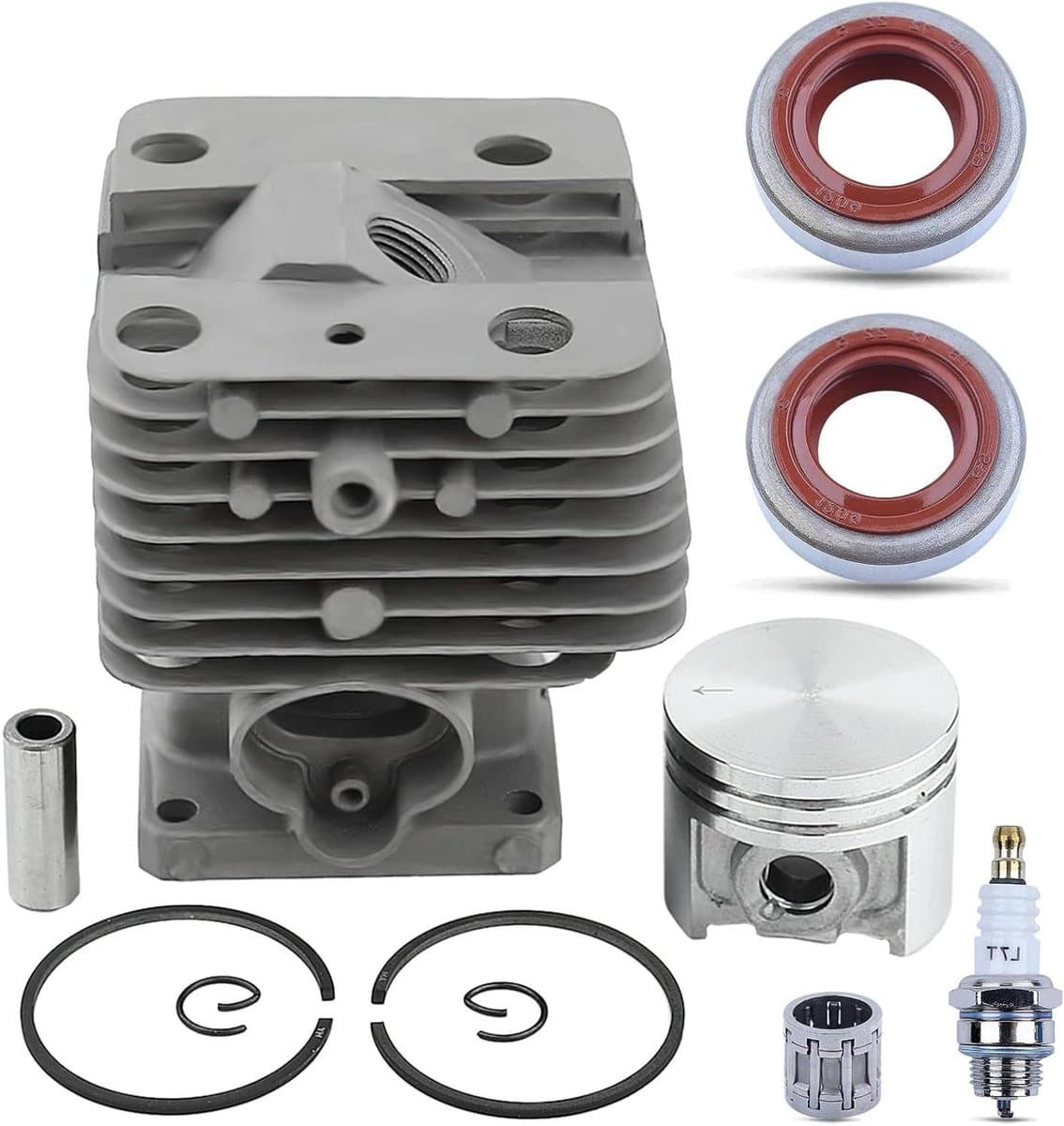 Cilinder Zuiger Kit - Motoronderdelen Set - Bosmaaier Reparatie - 40mm Diameter - 1 set - Zilverkleurig — afbeelding 1