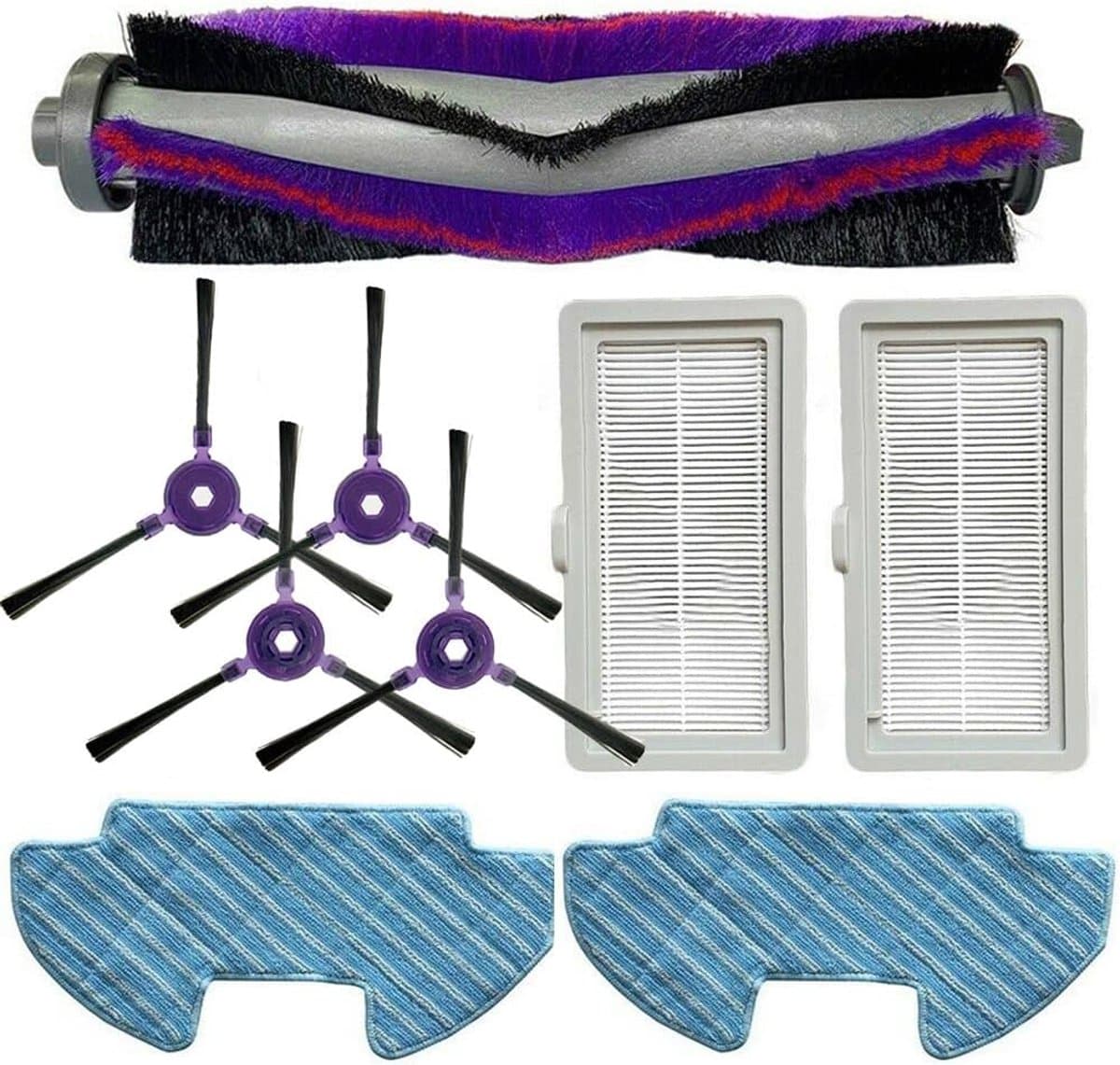9stuks - geschikt voor de Samsung Powerbot-E VR05R5050WK robotstofzuiger - accessoireset -2dweildoeken, 2 filters en 4 zijborstels, 1 rolborstel — afbeelding 1