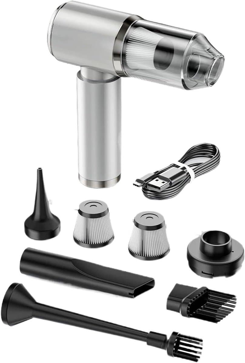 Draadloze Autostofzuiger - Handstofzuiger Auto - Auto Interieur Reinigen - Krachtige Zuigkracht - 500 Gram Capaciteit - Zilver — afbeelding 1