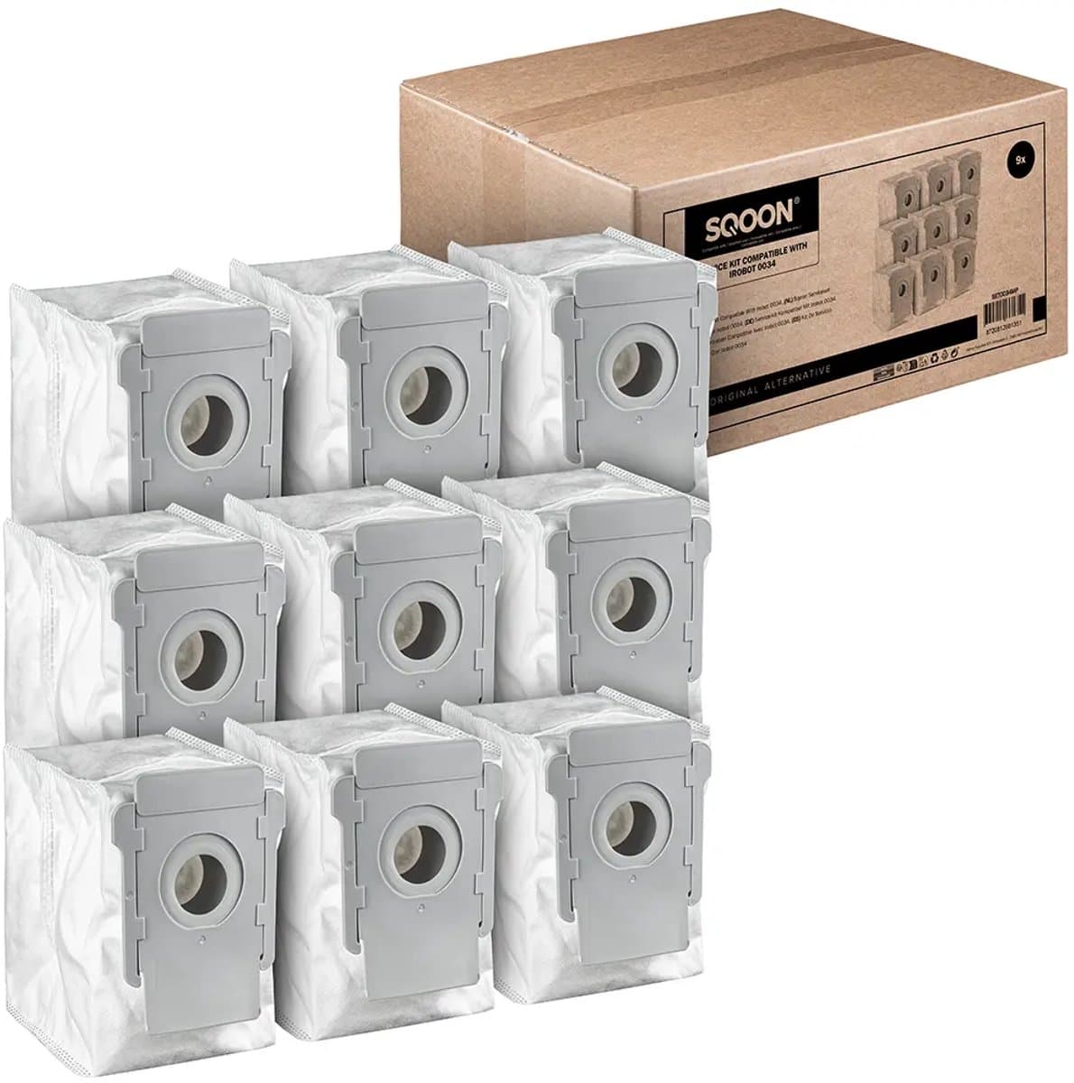 SQOON® Serviceset geschikt voor iRobot Clean Base - Gelijk aan model: 4626194 - Perfect voor automatische vuilafvoer van robotstofzuigers - 9 stuks — afbeelding 1