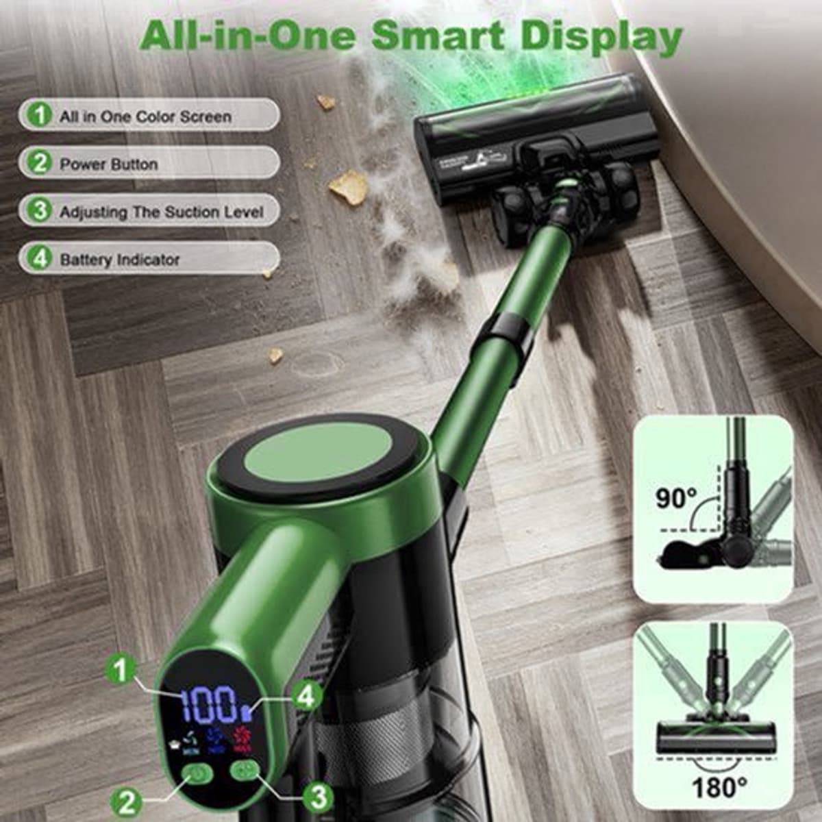 Steelstofzuiger Military Green - 500 W Vermogen - 1-2 Liter Inhoud - Zakloos - Voor Huisdieren En Tapijt — afbeelding 1