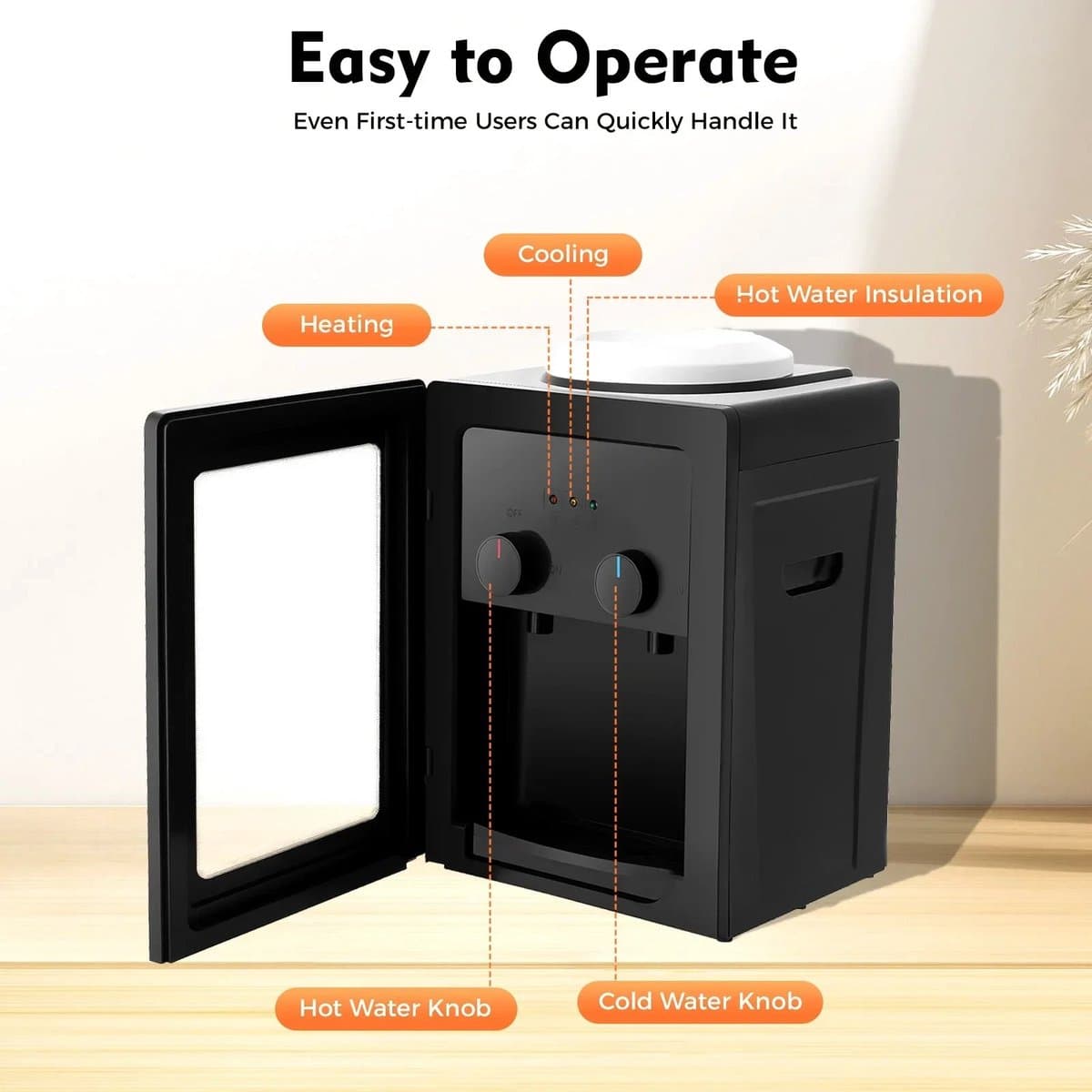 Elektrische Warm- En Koudwaterdispenser - 550 W Vermogen - 3,5 Liter Inhoud - Roestvrijstalen Verwarmingsvoering - Voor Kantoor En Thuis — afbeelding 1
