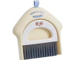 Bezem Stofpan Set - Mini Reiniger - Kleine Ruimtes Schoon - Compact Nestbaar - 185 x 17 cm - Geel