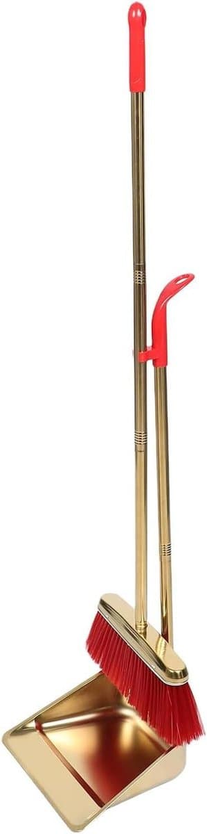 Bezem Vuilblik Set - Stoffer en Bezem - Huishoudelijk Schoonmaken - Ruimtebesparend Ontwerp - 94 x 32 cm - Goud — afbeelding 1