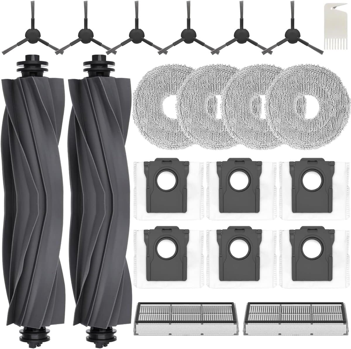 Accessoireset - geschikt voor Dreame L10s Ultra Gen 2/L10s Pro Ultra Heat/X30 Ultra/Mova E30 Ultra - JKOISL 2 x rolborstel - 6 x stofzak - 4 x dweildoek - 6 x zijborstels - 2 x filters — afbeelding 1